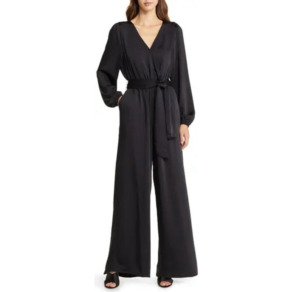 2 Saints Black V Neck Long Sleeve Jumpsuit Small